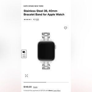 Kate Spade Apple Watch band. Sterling silver